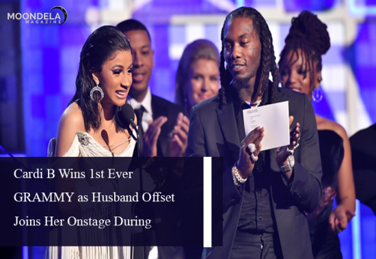 Cardi B Wins 1st Ever GRAMMY as Husband Offset Joins Her Onstage During Acceptance Speech