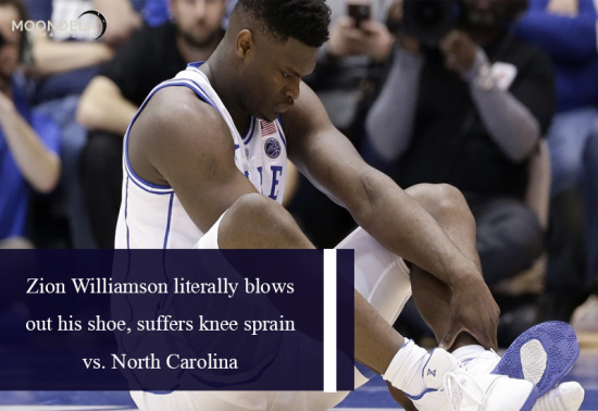 Zion Williamson literally blows out his shoe, suffers knee sprain vs. North Carolina
